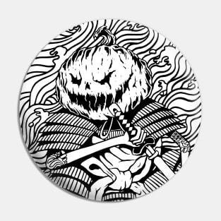 Samurai pumpkin (B&W) Pin