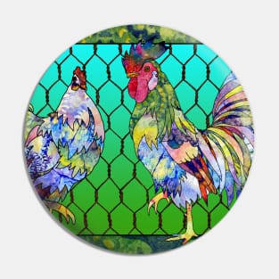 Hen and Rooster Pin