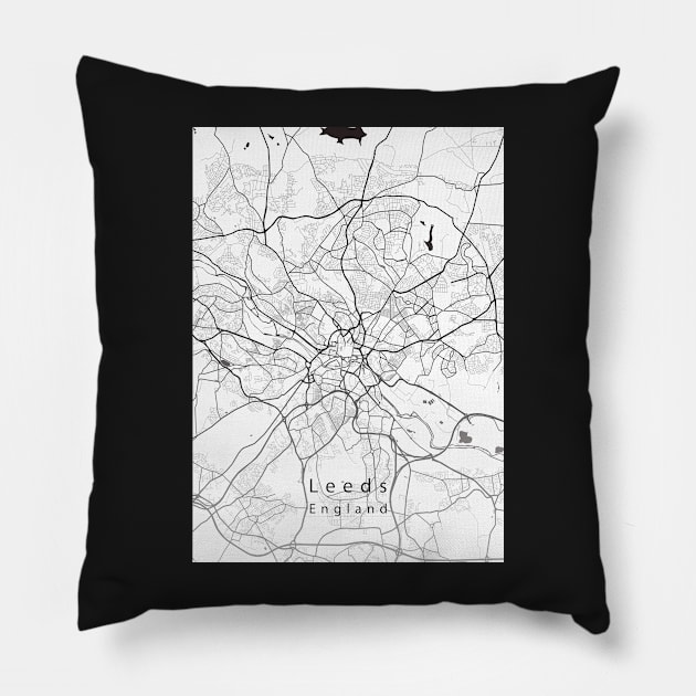 Leeds England City Map Pillow by Robin-Niemczyk