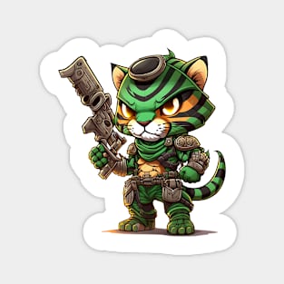 Armored Angry Tiger Holding a Riffle Magnet