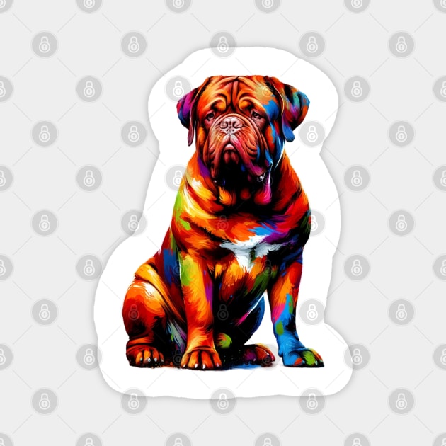 Colorful Dogue de Bordeaux in Splash Art Style Magnet by ArtRUs