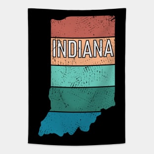 Indiana State Pride Retro Outline Tapestry