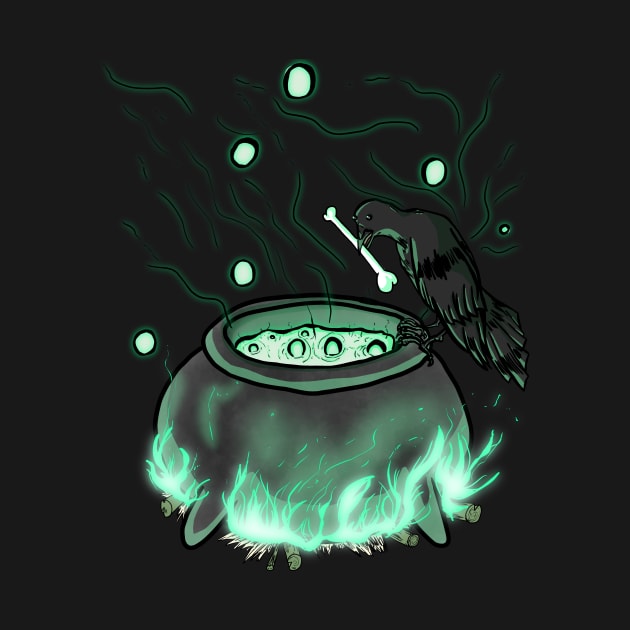 Cute Crow Making a Spooky Potion by AidanThomas