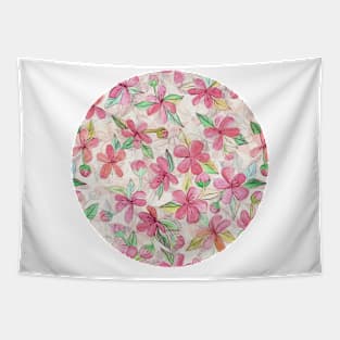 Pink Painted Blossom Pattern Tapestry