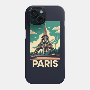 A Vintage Travel Art of the Eiffel Tower in Paris - France Phone Case