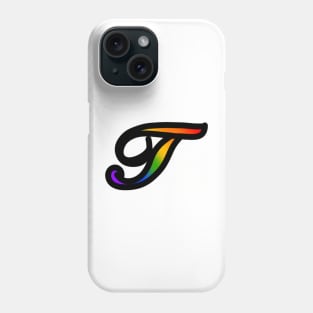 Rainbow Cursive Letter T Phone Case