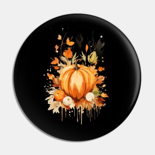 Modern Fall Pumpkin Watercolor Art Pin