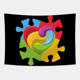 Puzzle Piece Heart Tapestry