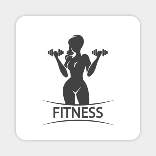 Fitness Emblem or Logo With Silhouette of Training Woman Magnet