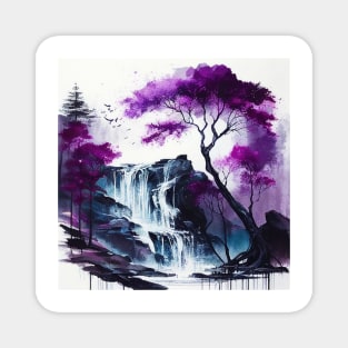 Purple Trees Waterfall Magnet