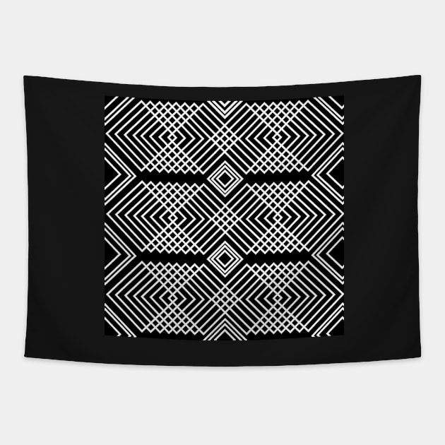 Black and white geometric square pattern Tapestry by JPS-CREATIONS