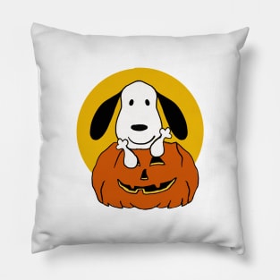 Puppy On Pumpkin Pillow