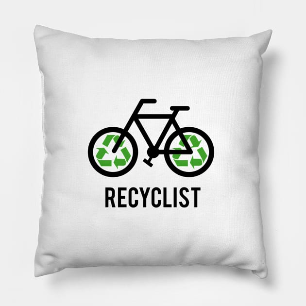 Recycylist, bicycle with recycling sign, t-shirt, cyclist shirt Pillow by beakraus