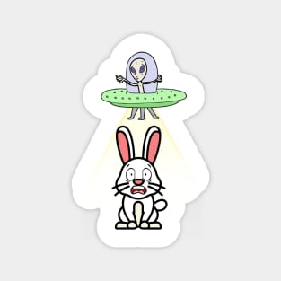 Cute Bunny is abducted by aliens Magnet