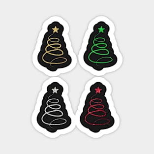 Minimalistic Faux Glitter Star Christmas Tree Pack Magnet