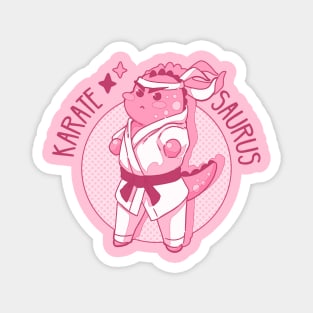 The cute pink Karatesaurus (Dinosaur and karate) Magnet