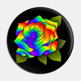 Pretty Floral Rainbow Colored Plant Rose Flower Pin