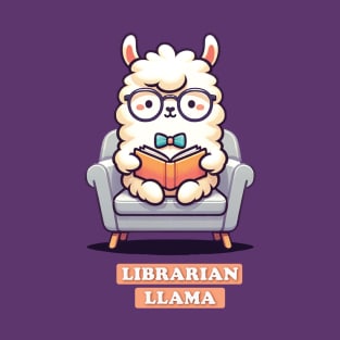 Librarian llama Reading A Book | Adorable Llama Bookworm | Cozy Reading Moments T-Shirt