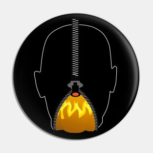 Impatient Halloween Monster Scary Orange True Face Zipper Pin