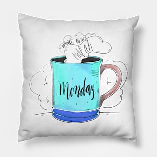 Monday coffee mug Pillow