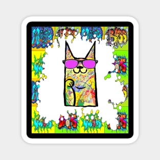 cat graffiti cool art 77 Magnet