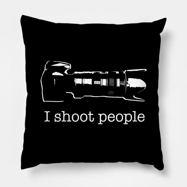 I Shoot People Camera Photographer Funny Pillow by LucentJourneys