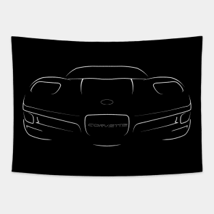 front/back Chevy C5 Corvette - stencil, white Tapestry