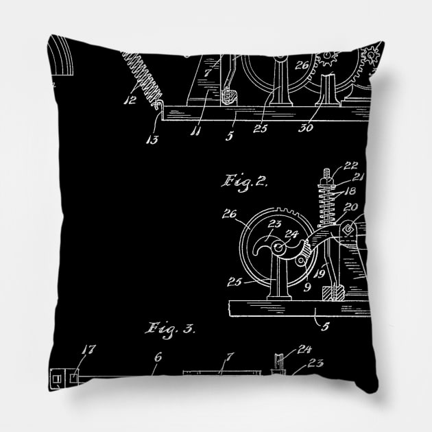 fire alarm bell actuator Vintage Patent Hand Drawing Pillow by TheYoungDesigns