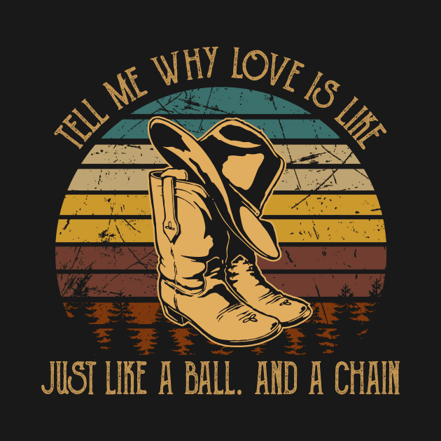 Tell Me Why Love Is Like Just Like A Ball. And A Chain Cowboy Boot Hat Vintage by Maja Wronska