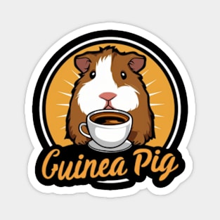 printed design of a guinea pig sipping a cup of coffee, cute cartoon style(1) Magnet