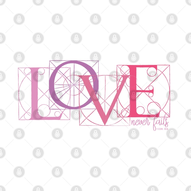 Love Never Fails 1 Corinthians 13 4-8 Christian Valentines Day by August Design