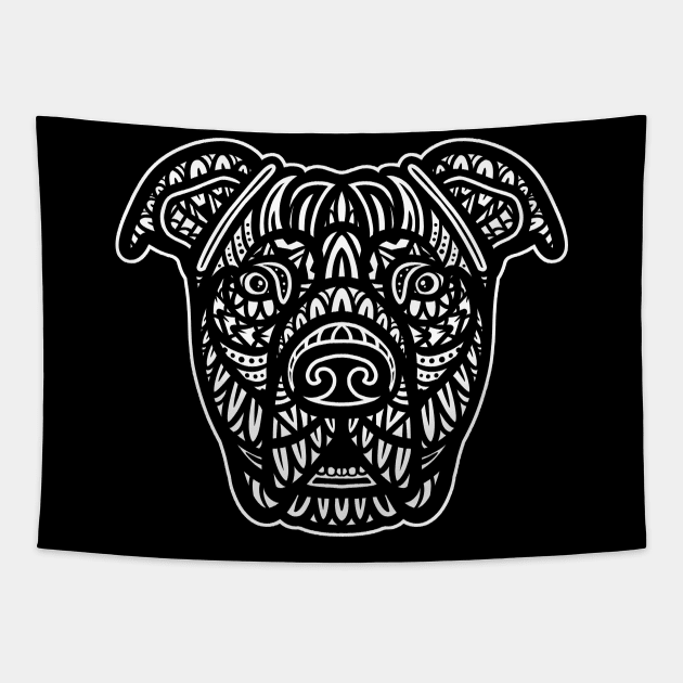 Pitbull Tribal Tapestry by Barabarbar artwork