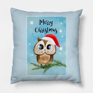 Watercolo Christmas Owl Pillow