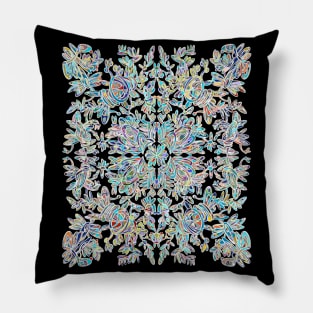 A symmetrical curvy white lined design in stained glass coloring Pillow