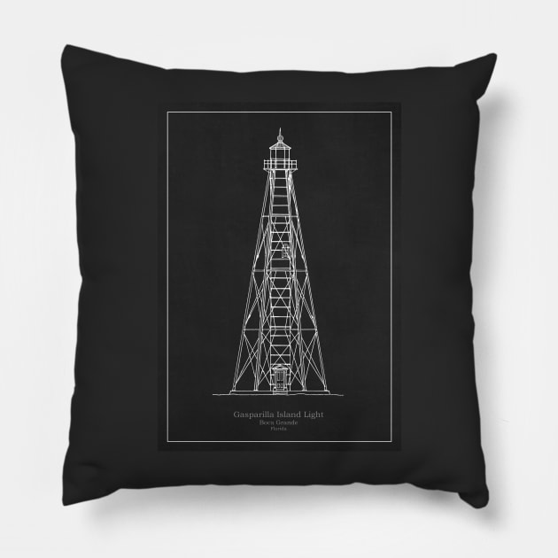 Gasparilla Island Rear Range Light - Boca Grande Lighthouse - Florida - PL Pillow by SPJE Illustration Photography