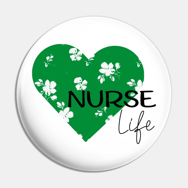 Nurse Life design green hart Pin by Anines Atelier