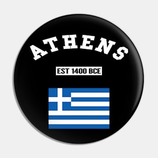 🏺 Athens Greece Strong, Greek Flag, Est 1400 BCE, City Pride Pin