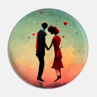 Head over heels in love - couple floating while holding hands. Pin