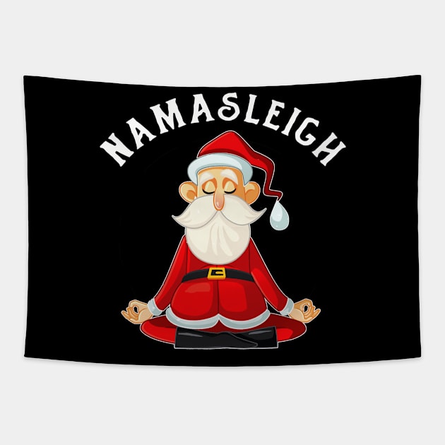 Namasleigh Santa Yoga Funny Namaste Christmas Tapestry by Danielsmfbb