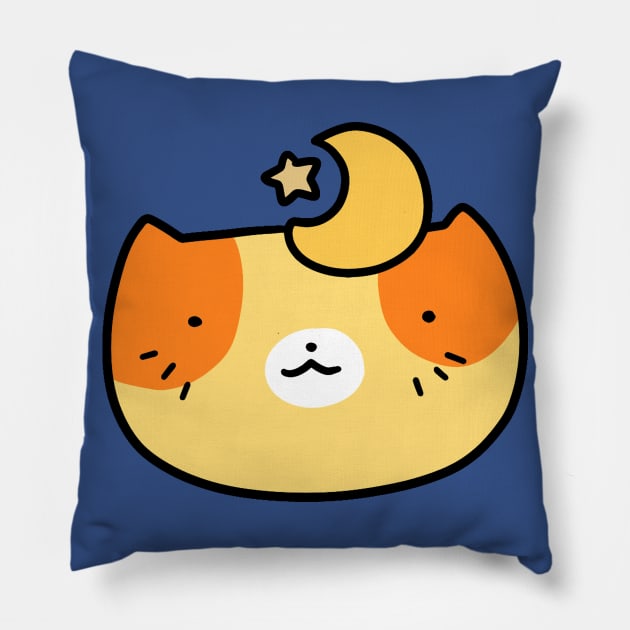 Star and Moon Cat Face Pillow by saradaboru