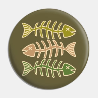 FISH BONES Eaten Food and Fishing in Olive Brown and Green - UnBlink Studio by Jackie Tahara Pin