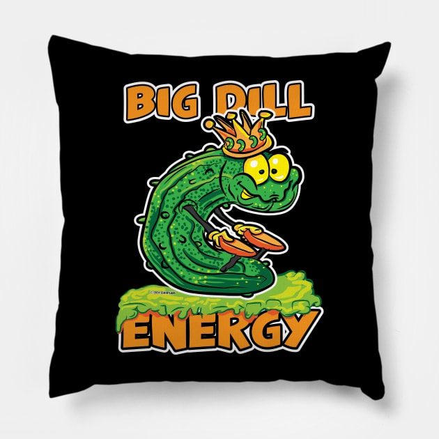 Big Dill Energy Cartoon Pickle King Pillow by eShirtLabs