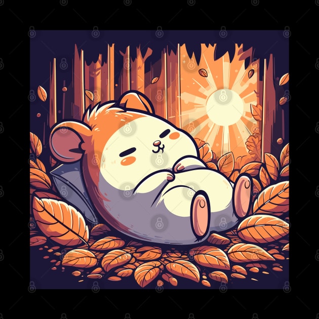 Kawaii sleeping fall hamster by TomFrontierArt