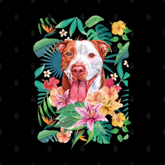 Tropical Red Pit Bull Pitbull 4 by LulululuPainting