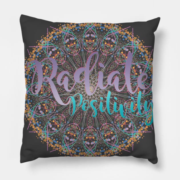 Radiate Positivity Mandala Pillow by Jarrodjvandenberg