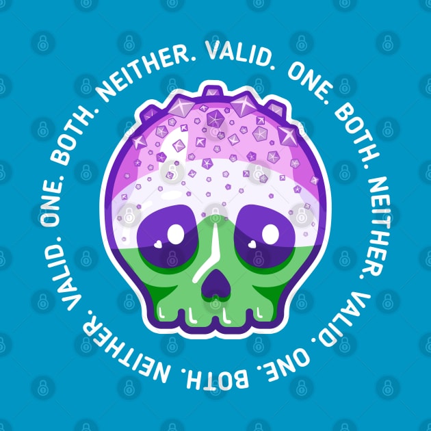 One, both, neither, valid - genderqueer pride skull by Sugar & Bones