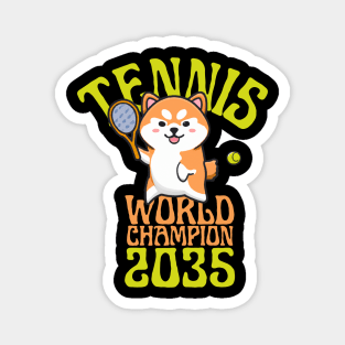 Shiba Inu Playing Tennis, Funny Tennis Magnet