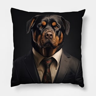 Rottweiler Dog in Suit Pillow