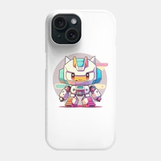 Colourful kawaii mech robot modern illustration Phone Case