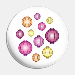 Lanterns | Mid Autumn Festival | Pink Orange Yellow | White Pin